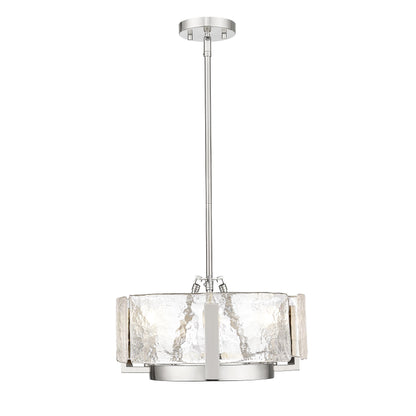 Aenon 3-Light Chandelier in Pewter with Hammered Water Glass - - Golden Lighting