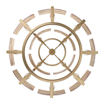 Yep by Golden Lighting Aenon 12-light 2-tier Chandelier (4+8) in Brushed Champagne Brass with Amber Water Glass