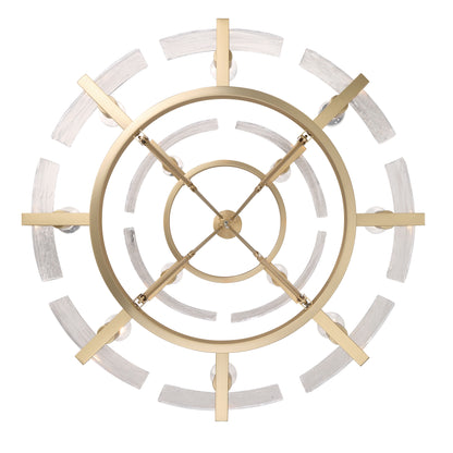 Aenon 12-light 2-tier Chandelier (4+8) in Brushed Champagne Brass with Hammered Water Glass - - Golden Lighting
