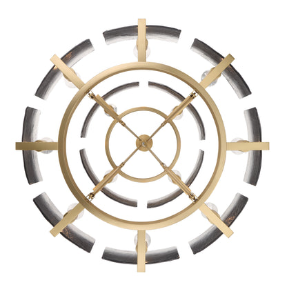 Yep by Golden Lighting Aenon 12-light 2-tier Chandelier (4+8) in Brushed Champagne Brass with Smokey Water Glass