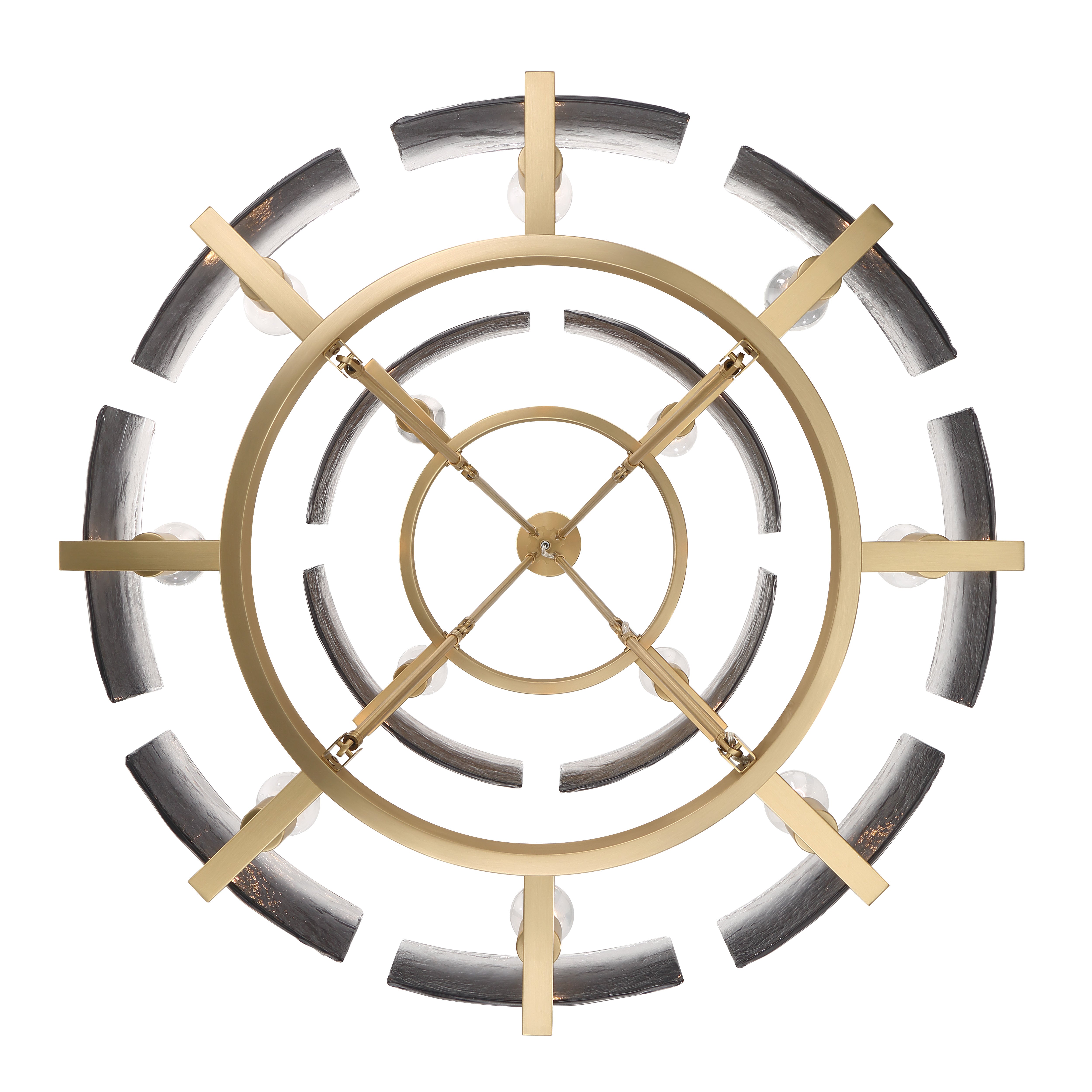 Yep by Golden Lighting Aenon 12-light 2-tier Chandelier (4+8) in Brushed Champagne Brass with Smokey Water Glass