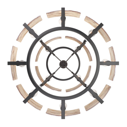 Aenon 12-light 2-tier Chandelier (4+8) in Matte Black with Amber Water Glass - - Golden Lighting