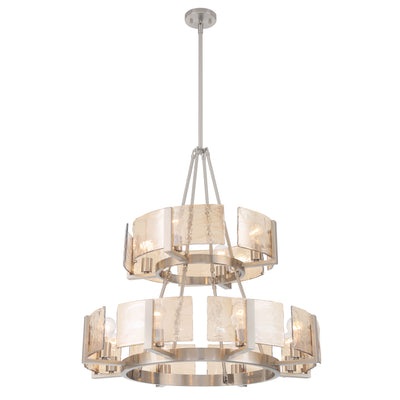 Aenon 12-light 2-tier Chandelier (4+8) in Pewter with Amber Water Glass - - Golden Lighting