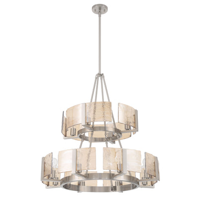 Aenon 12-light 2-tier Chandelier (4+8) in Pewter with Amber Water Glass - - Golden Lighting