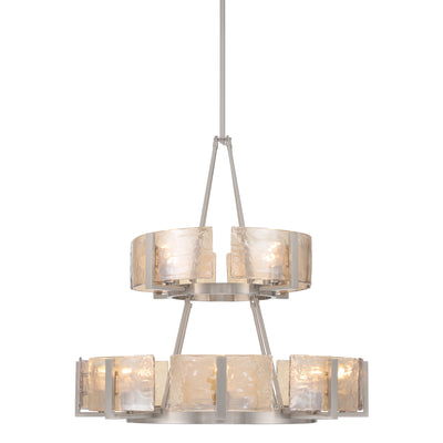 Aenon 12-light 2-tier Chandelier (4+8) in Pewter with Amber Water Glass - - Golden Lighting