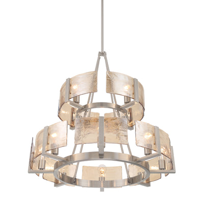 Aenon 12-light 2-tier Chandelier (4+8) in Pewter with Amber Water Glass - - Golden Lighting