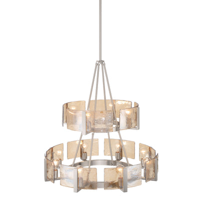 Aenon 12-light 2-tier Chandelier (4+8) in Pewter with Amber Water Glass - - Golden Lighting