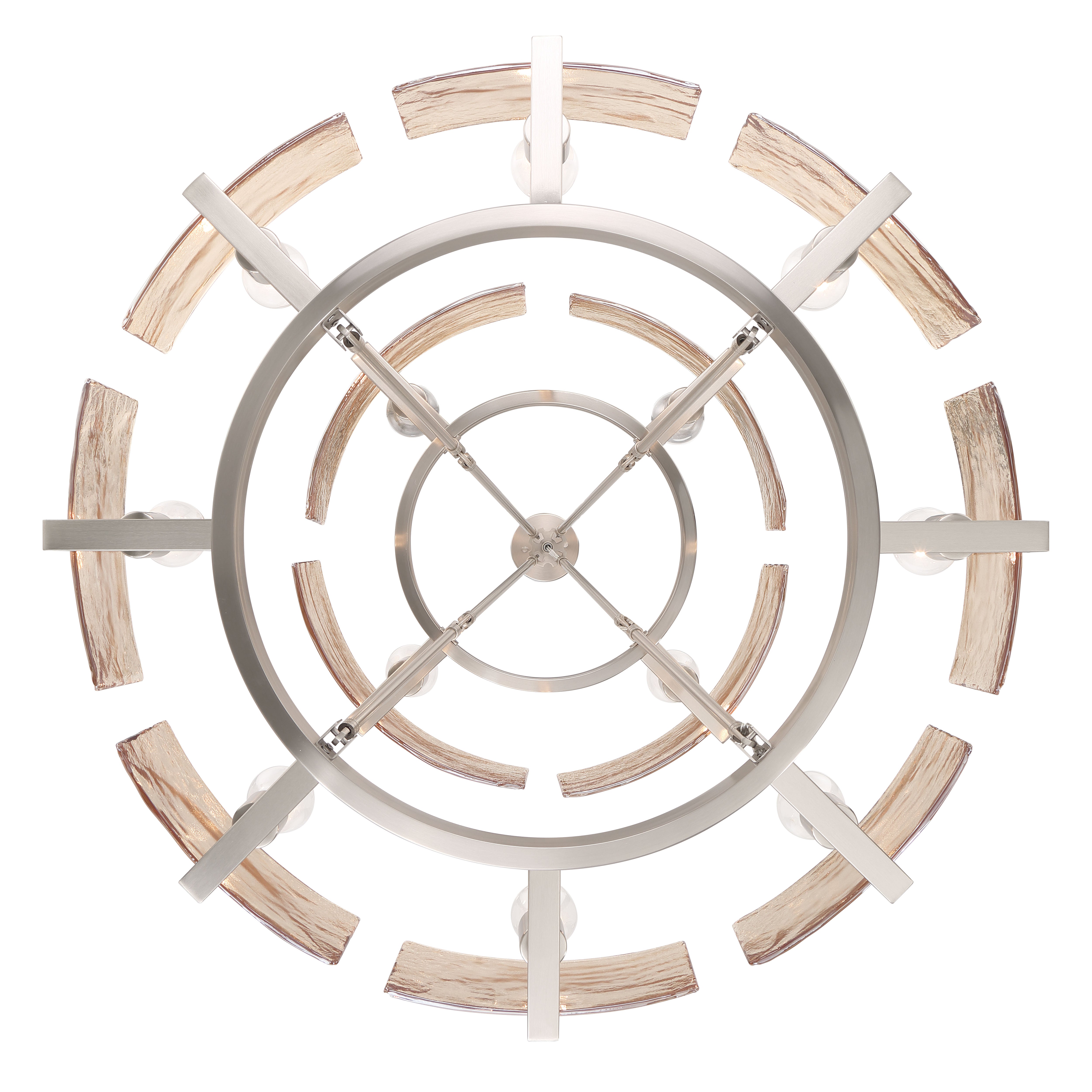 Aenon 12-light 2-tier Chandelier (4+8) in Pewter with Amber Water Glass - - Golden Lighting