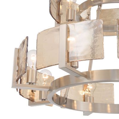 Aenon 12-light 2-tier Chandelier (4+8) in Pewter with Amber Water Glass - - Golden Lighting