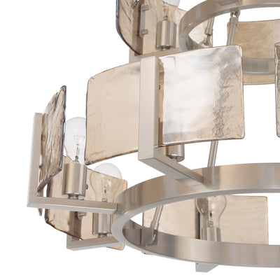 Aenon 12-light 2-tier Chandelier (4+8) in Pewter with Amber Water Glass - - Golden Lighting