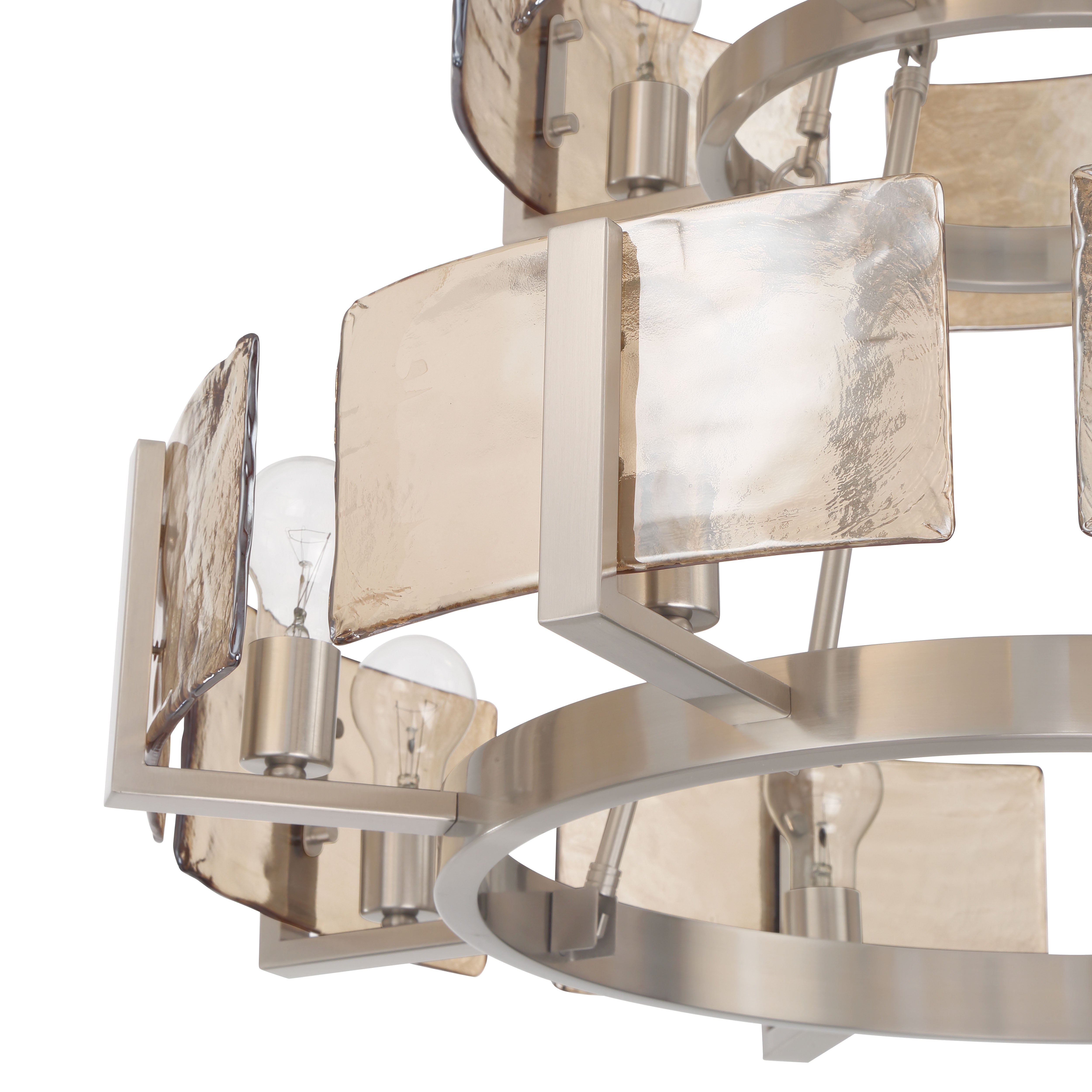 Aenon 12-light 2-tier Chandelier (4+8) in Pewter with Amber Water Glass - - Golden Lighting
