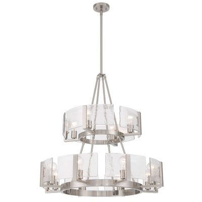 Aenon 12-light 2-tier Chandelier (4+8) in Pewter with Hammered Water Glass - - Golden Lighting