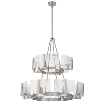 Aenon 12-light 2-tier Chandelier (4+8) in Pewter with Hammered Water Glass - - Golden Lighting