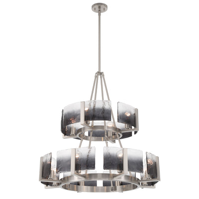 Aenon 12-light 2-tier Chandelier (4+8) in Pewter with Smokey Water Glass - - Golden Lighting