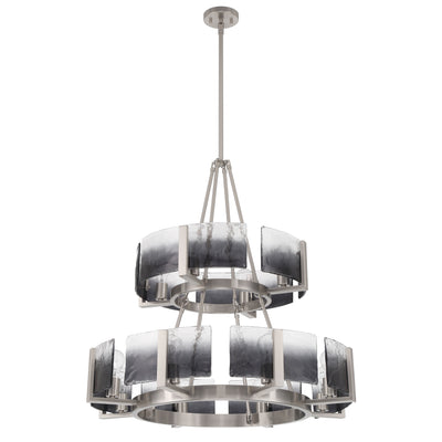 Aenon 12-light 2-tier Chandelier (4+8) in Pewter with Smokey Water Glass - - Golden Lighting
