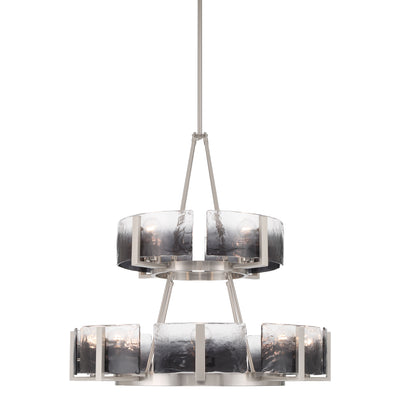 Aenon 12-light 2-tier Chandelier (4+8) in Pewter with Smokey Water Glass - - Golden Lighting
