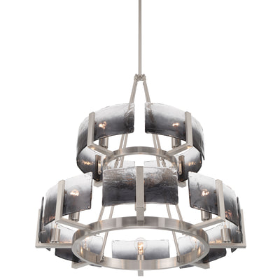 Aenon 12-light 2-tier Chandelier (4+8) in Pewter with Smokey Water Glass - - Golden Lighting