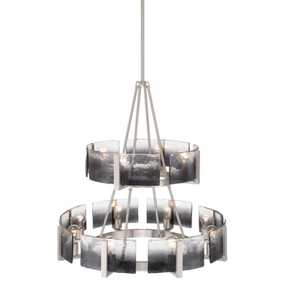 Aenon 12-light 2-tier Chandelier (4+8) in Pewter with Smokey Water Glass - - Golden Lighting