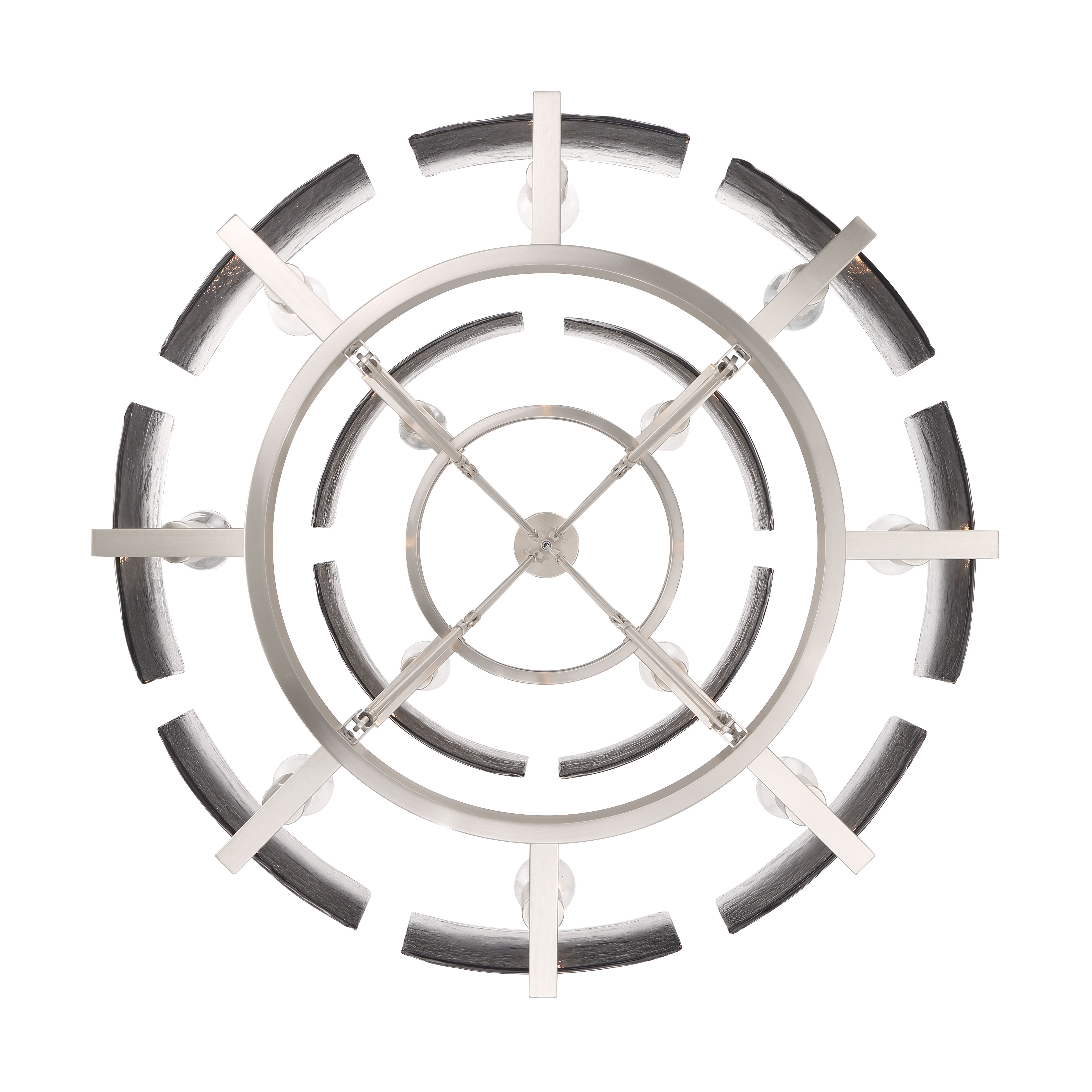 Aenon 12-light 2-tier Chandelier (4+8) in Pewter with Smokey Water Glass - - Golden Lighting