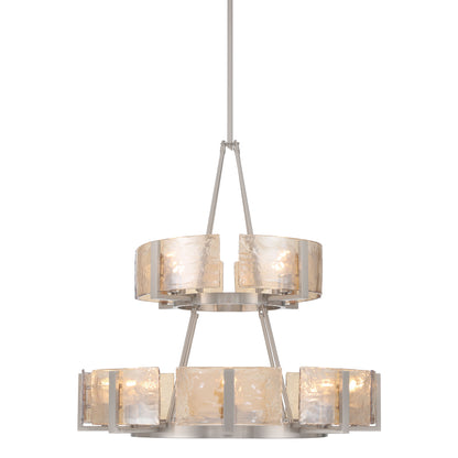 Yep by Golden Lighting Aenon 12-light 2-tier Chandelier (4+8) in Pewter with Amber Water Glass - Default Title - Golden Lighting