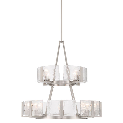 Yep by Golden Lighting Aenon 12-light 2-tier Chandelier (4+8) in Pewter with Hammered Water Glass - Default Title - Golden Lighting