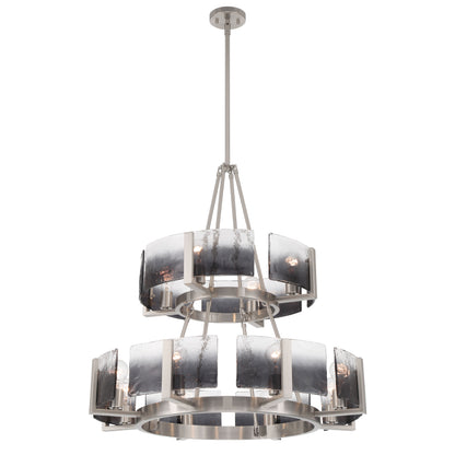 Yep by Golden Lighting Aenon 12-light 2-tier Chandelier (4+8) in Pewter with Smokey Water Glass - - Golden Lighting