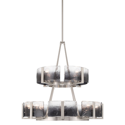 Yep by Golden Lighting Aenon 12-light 2-tier Chandelier (4+8) in Pewter with Smokey Water Glass - Default Title - Golden Lighting
