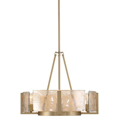 Aenon 4-Light Chandelier in Brushed Champagne Brass with Amber Water Glass - - Golden Lighting