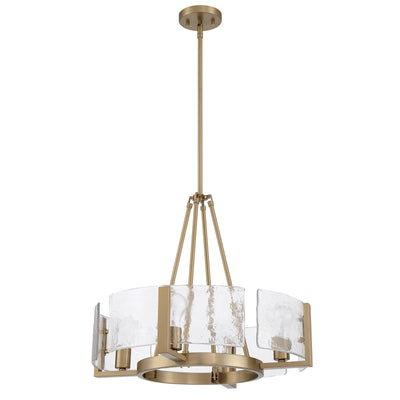 Aenon 4-Light Chandelier in Brushed Champagne Brass with Hammered Water Glass - - Golden Lighting