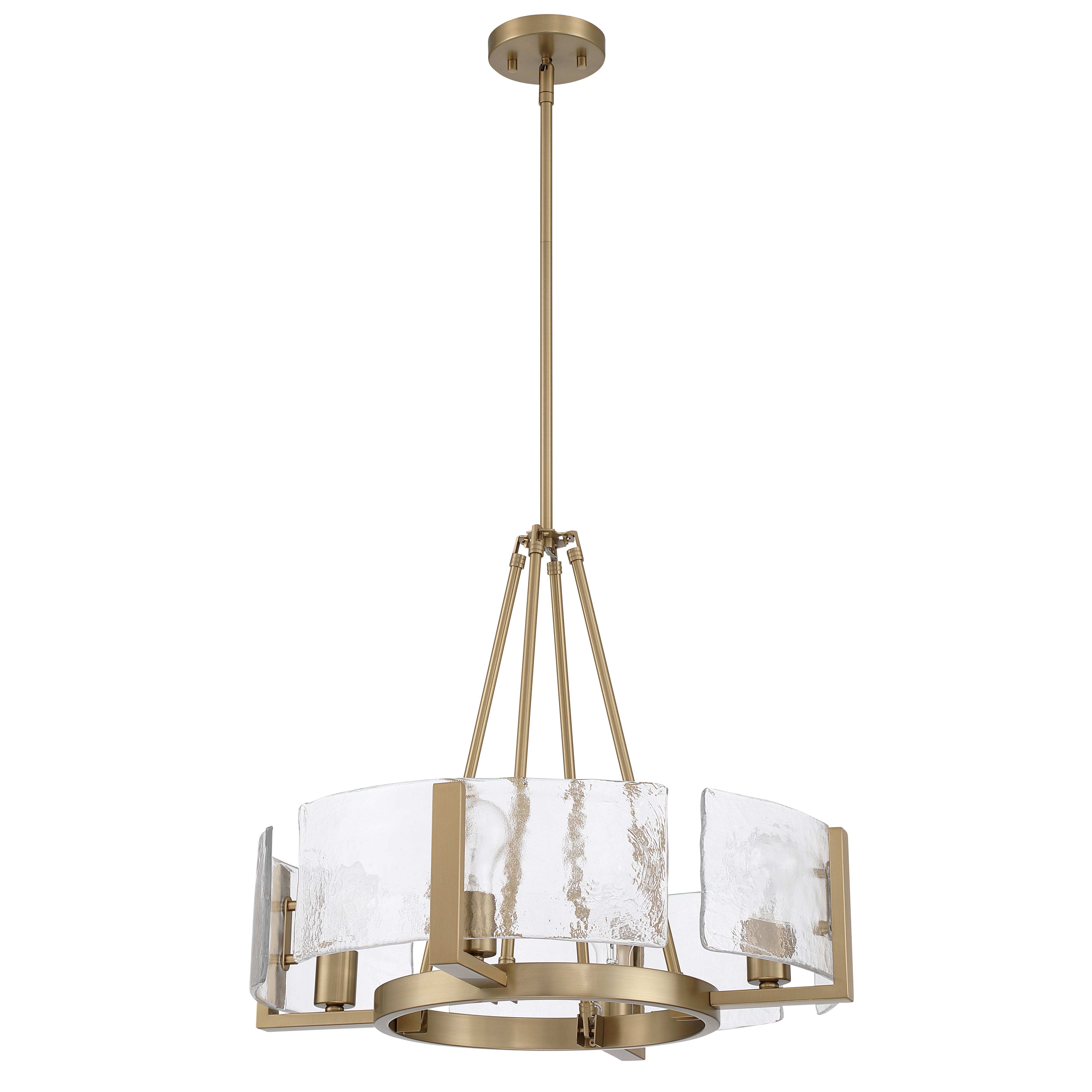 Aenon 4-Light Chandelier in Brushed Champagne Brass with Hammered Water Glass - - Golden Lighting