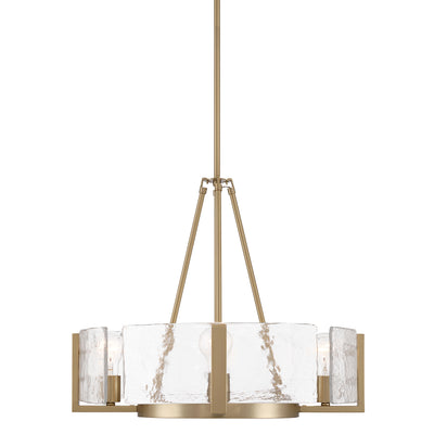 Aenon 4-Light Chandelier in Brushed Champagne Brass with Hammered Water Glass - - Golden Lighting
