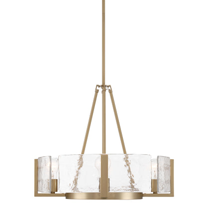 Aenon 4-Light Chandelier in Brushed Champagne Brass with Hammered Water Glass - - Golden Lighting