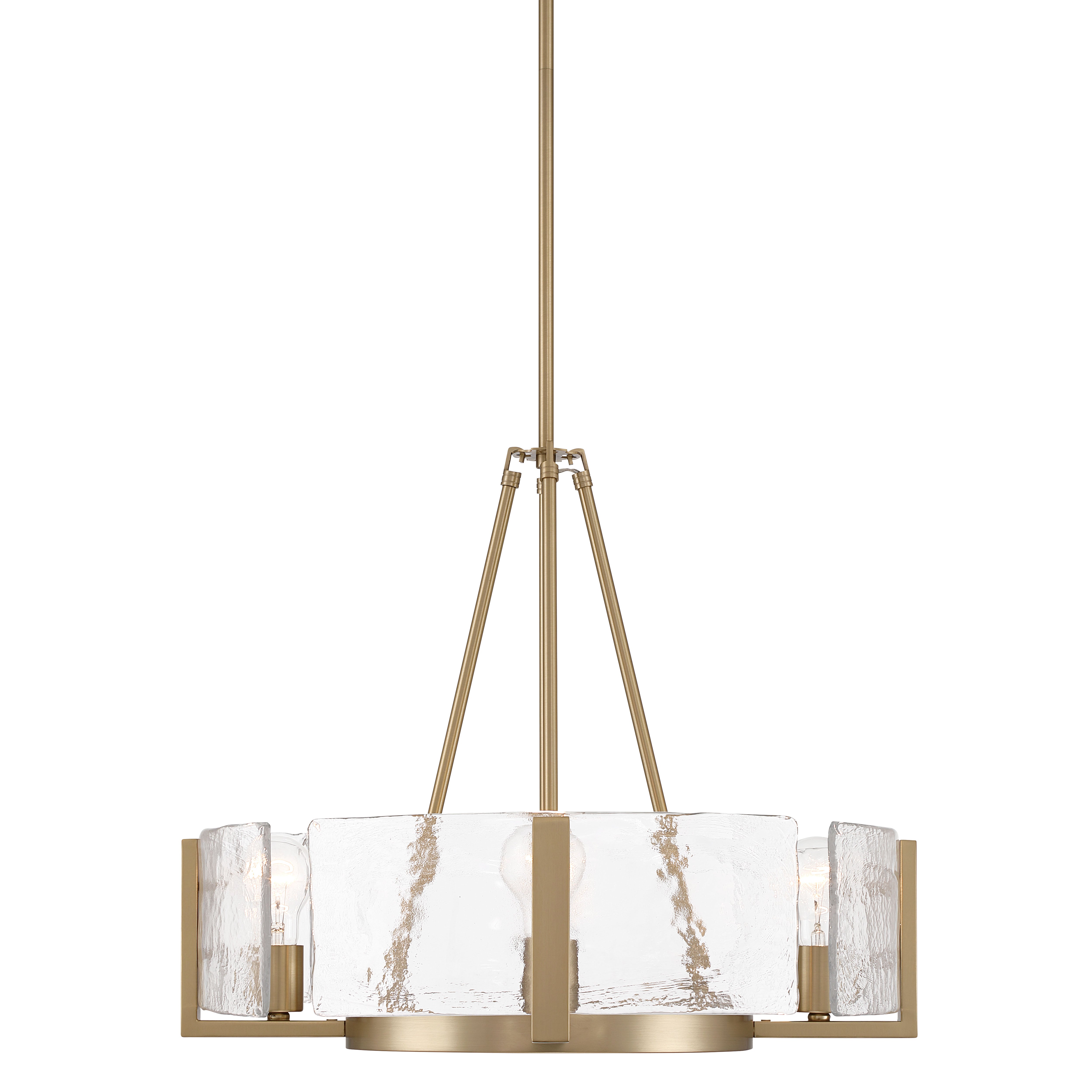 Aenon 4-Light Chandelier in Brushed Champagne Brass with Hammered Water Glass - - Golden Lighting