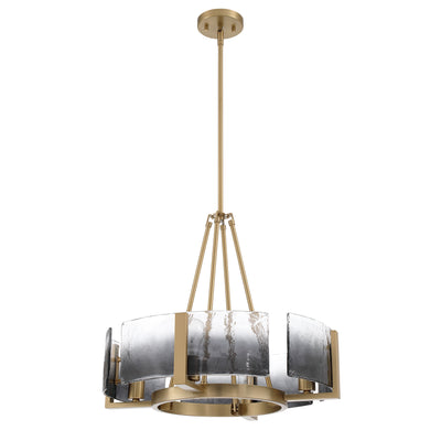 Aenon 4-Light Chandelier in Brushed Champagne Brass with Smokey Water Glass - - Golden Lighting