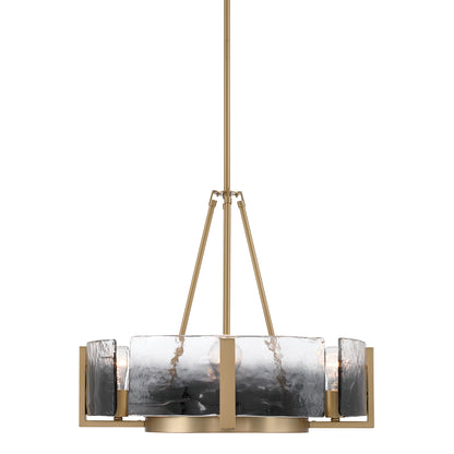 Aenon 4-Light Chandelier in Brushed Champagne Brass with Smokey Water Glass - - Golden Lighting