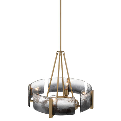 Aenon 4-Light Chandelier in Brushed Champagne Brass with Smokey Water Glass - - Golden Lighting