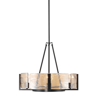 Aenon 4-Light Chandelier in Matte Black with Amber Water Glass - - Golden Lighting
