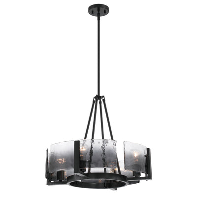 Aenon 4-Light Chandelier in Matte Black with Smokey Water Glass - - Golden Lighting