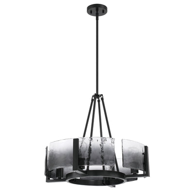 Aenon 4-Light Chandelier in Matte Black with Smokey Water Glass - - Golden Lighting