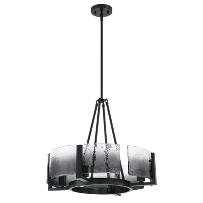 Aenon 4-Light Chandelier in Matte Black with Smokey Water Glass - - Golden Lighting