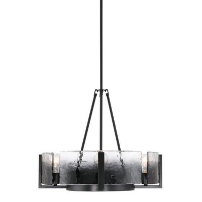 Aenon 4-Light Chandelier in Matte Black with Smokey Water Glass - - Golden Lighting