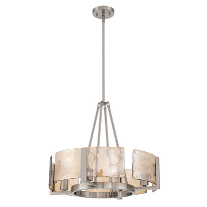 Aenon 4-Light Chandelier in Pewter with Amber Water Glass - - Golden Lighting