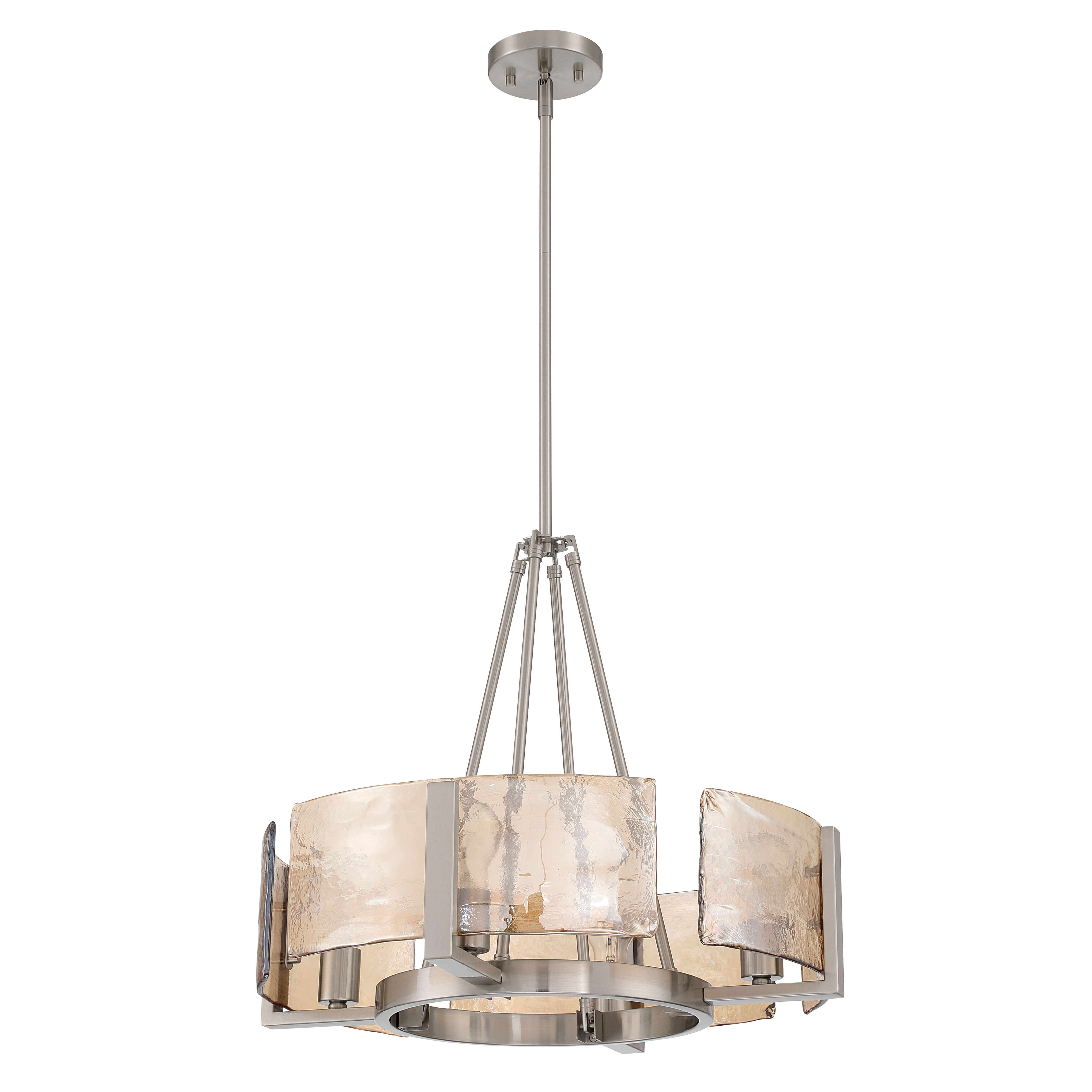Aenon 4-Light Chandelier in Pewter with Amber Water Glass - - Golden Lighting