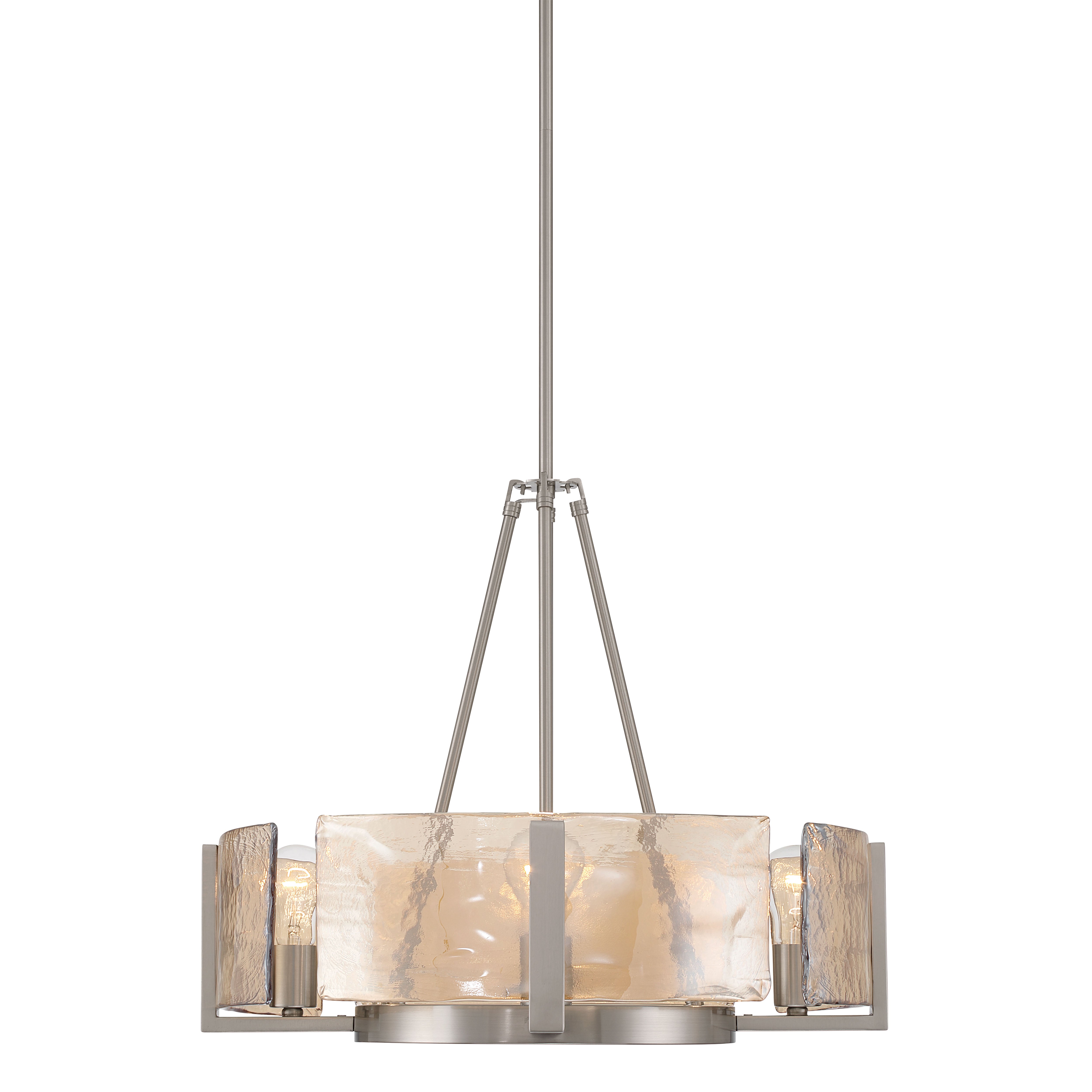 Aenon 4-Light Chandelier in Pewter with Amber Water Glass - - Golden Lighting