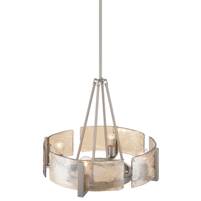 Aenon 4-Light Chandelier in Pewter with Amber Water Glass - - Golden Lighting