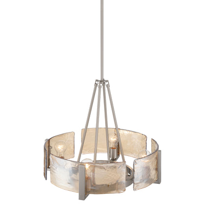 Aenon 4-Light Chandelier in Pewter with Amber Water Glass - - Golden Lighting