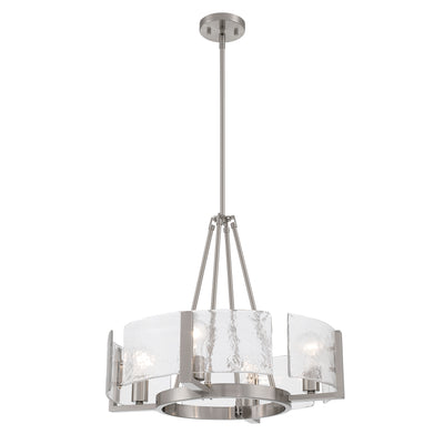 Aenon 4-Light Chandelier in Pewter with Hammered Water Glass - - Golden Lighting