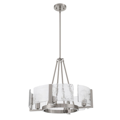 Aenon 4-Light Chandelier in Pewter with Hammered Water Glass - - Golden Lighting