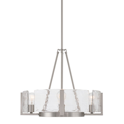 Aenon 4-Light Chandelier in Pewter with Hammered Water Glass - - Golden Lighting