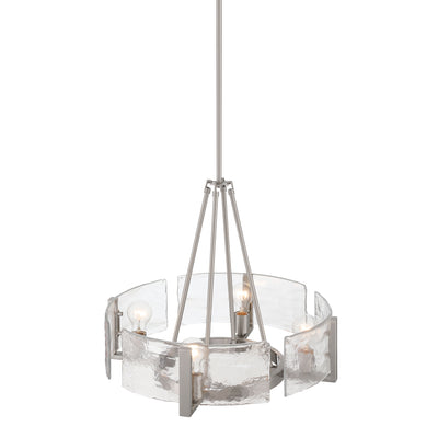 Aenon 4-Light Chandelier in Pewter with Hammered Water Glass - - Golden Lighting